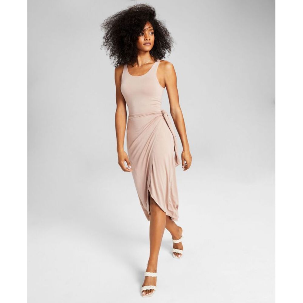 And Now This Women's Knit Side-Tie Tulip Midi Dress